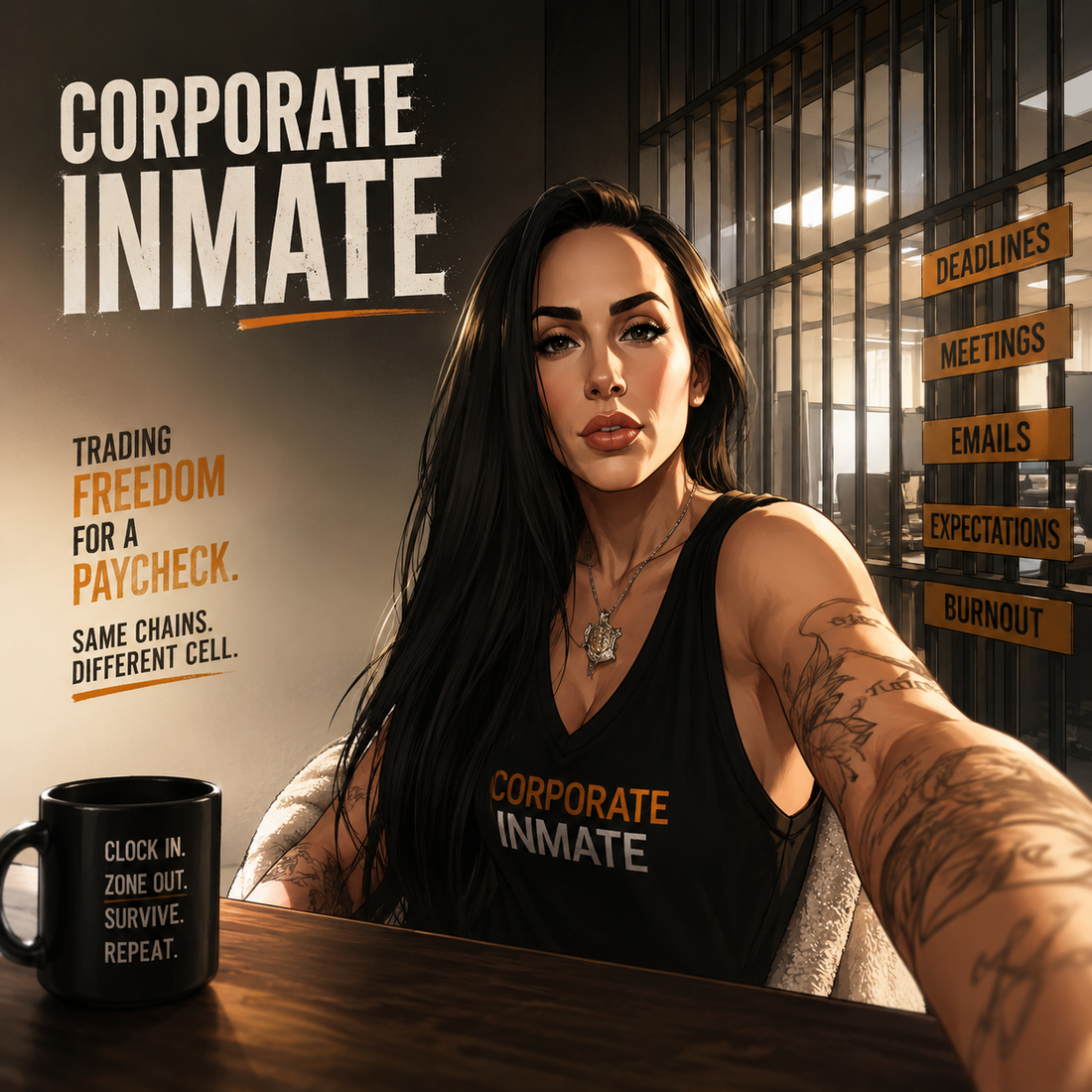 Corporate Inmate workplace culture article discussing Gen Z, corporate burnout, office life, work-life balance, and modern corporate America.